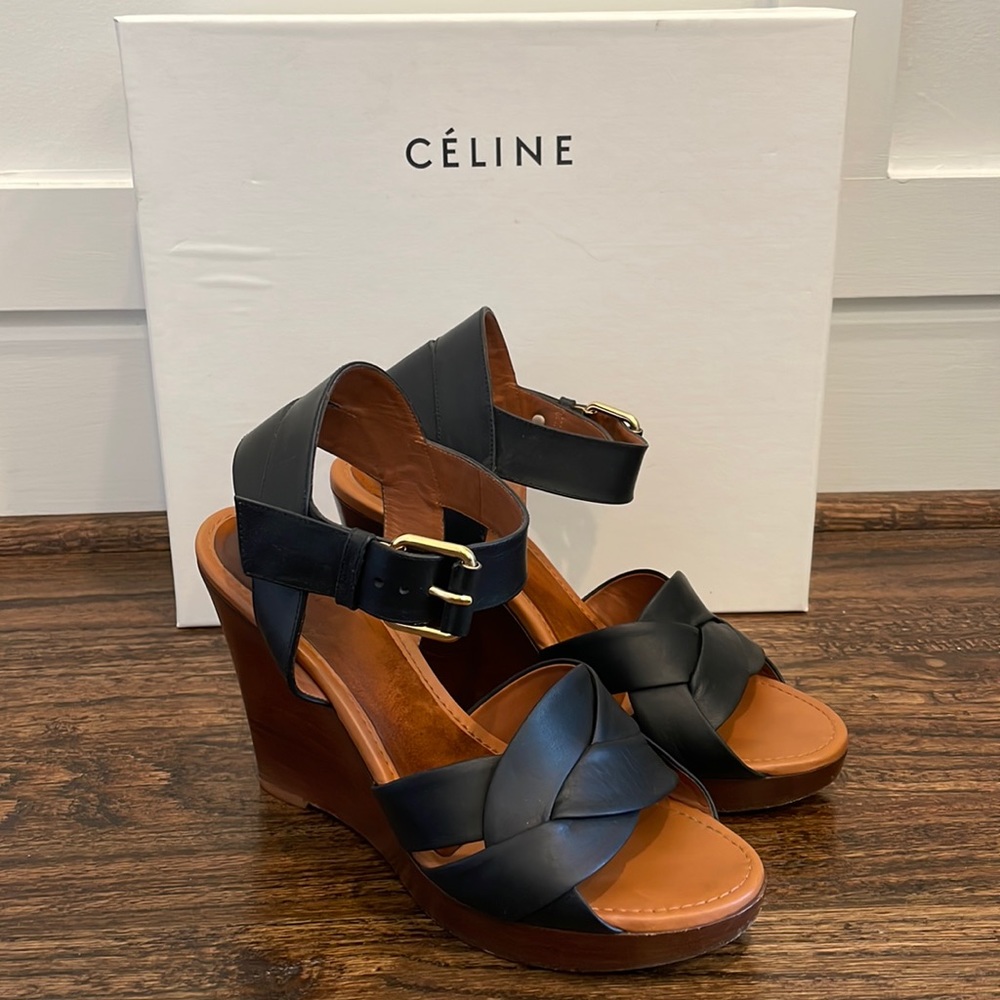 Celine | Leather Wedge Sandal